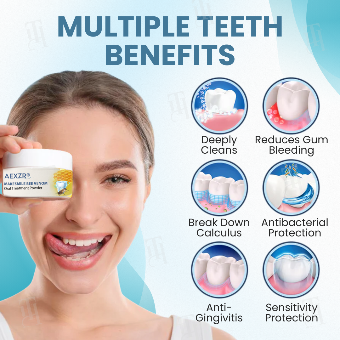 🔥The FDA-Approved Solution🌟 Official Store | AEXZR® Makesmile Bee Venom Oral Treatment Powder